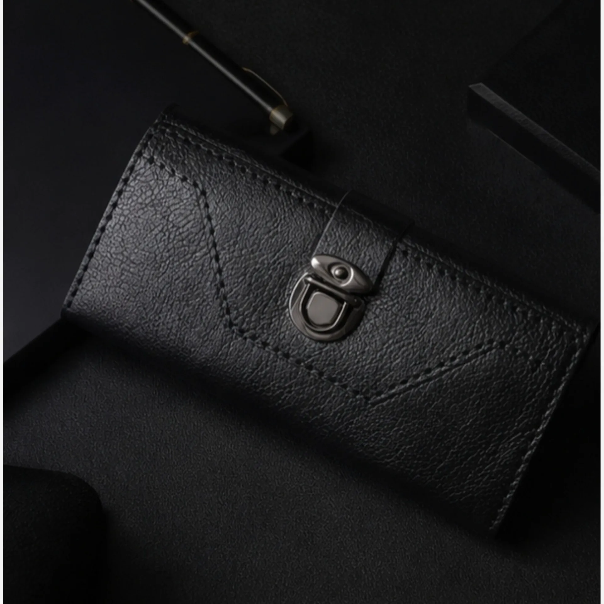 کیف پول و موبایل سه لت چرم مصنوعی با قفل ناخنی و جعبه هدیه
