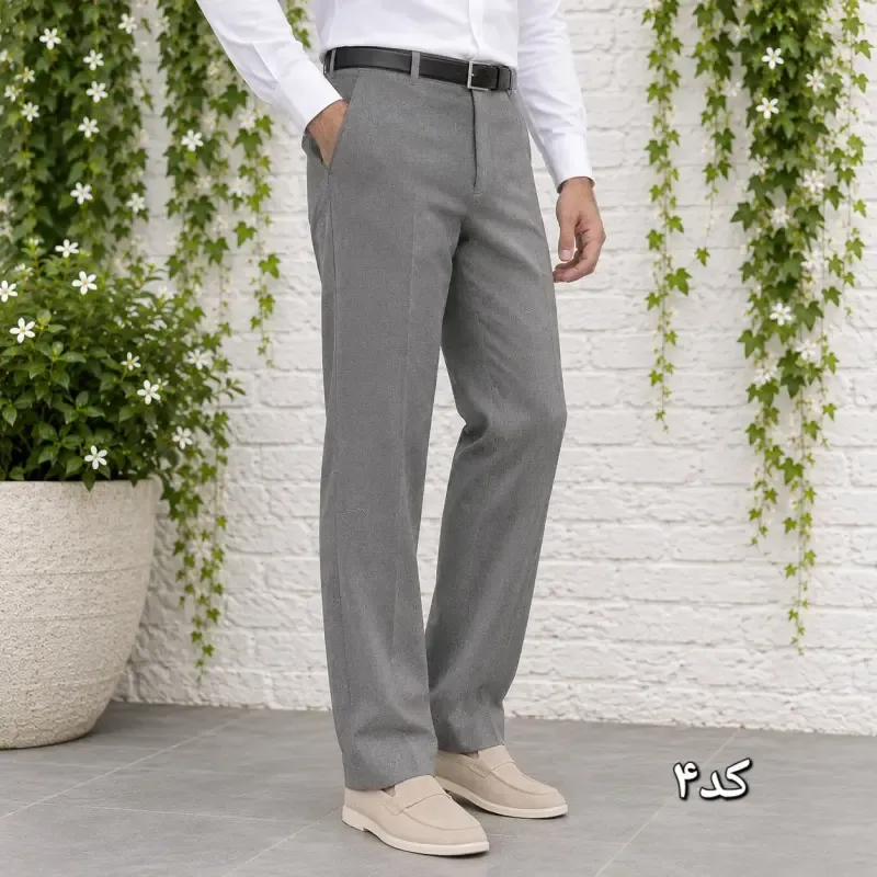 شلوار پارچه ای مردانه راسته کلاسیک نخی پارچه f رنگ ثابت سایز 42 تا 54