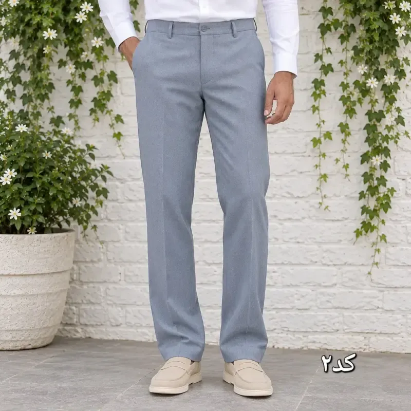شلوار پارچه ای مردانه راسته کلاسیک نخی پارچه f رنگ ثابت سایز 42 تا 54